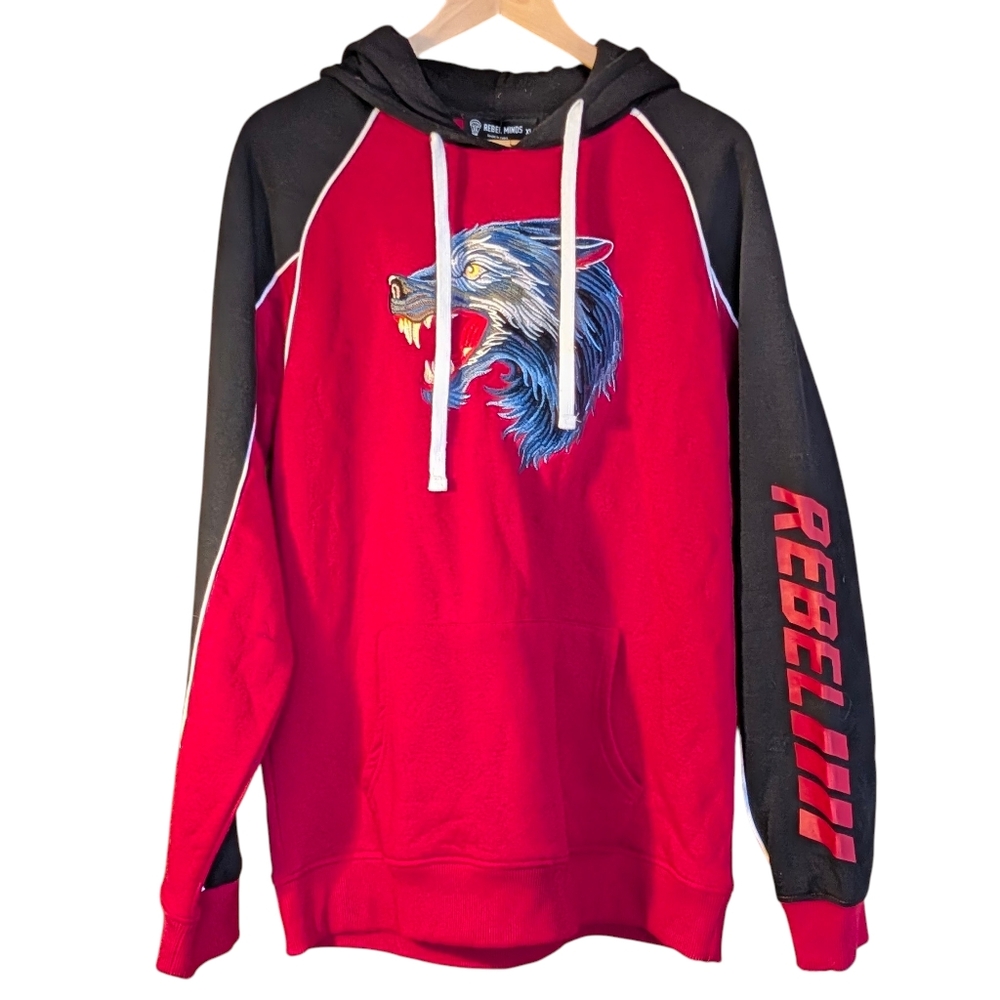 NWT Rebel Minds Fierce Red and Black Hoodie Mens XL Casual Skater Street